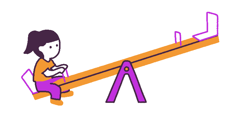 illustration of a child on the left side of a seesaw with an empty right side